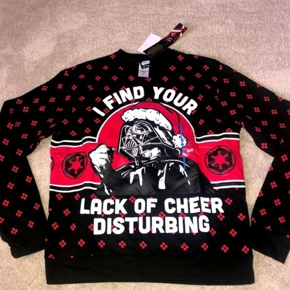 Star Wars Disney Christmas Darth Vader Ugly Christmas Sweatshirt Large NEW
